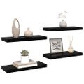 vidaXL Plávajúce nástenné police 4ks, lesklé čierne 60x23,5x3,8cm, MDF