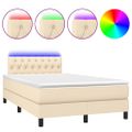 vidaXL Boxspring posteľ s matracom a LED krémová 120x190 cm látka