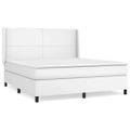 vidaXL Boxspring posteľ s matracom biela 160x200 cm umelá koža