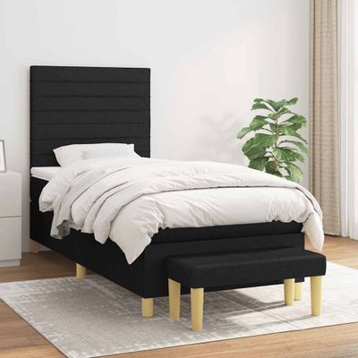 vidaXL Posteľný rám boxspring s matracom čierny 90x190 cm látka