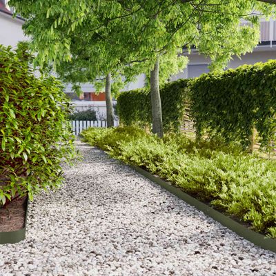 vidaXL Obrubník trávnika 50 ks 10 x 103 cm Olivovo zelená