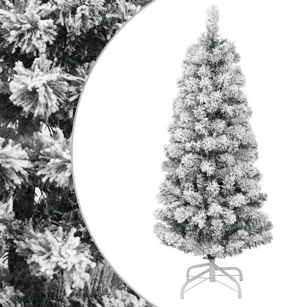 vidaXL Úzky zasnežený umelý vianočný polovičný stromček 120 cm