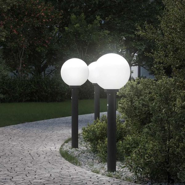 vidaXL Stĺpikové svetlá so senzorom 3 ks 80 cm čierne IP44