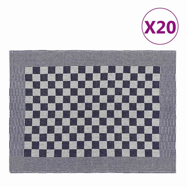 vidaXL Kuchynské utierky 20 ks modro-biele 50x70 cm bavlna