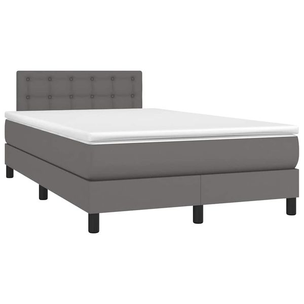 vidaXL Boxspring posteľ s matracom a LED, sivá 120x190 cm, umelá koža