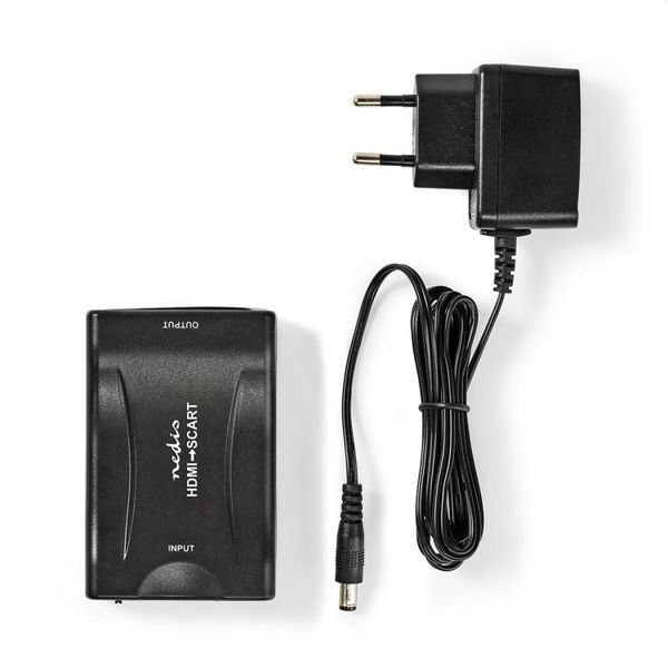 Nedis VCON3461BK - HDMI™ Převodník | Vstup HDMI ™ | SCART Zásuvka | 1cestný | 1080p | 1.2 Gbps | ABS | Černá Prevodník, HDMI vstup na SCART výstup, USB napájení, cerný