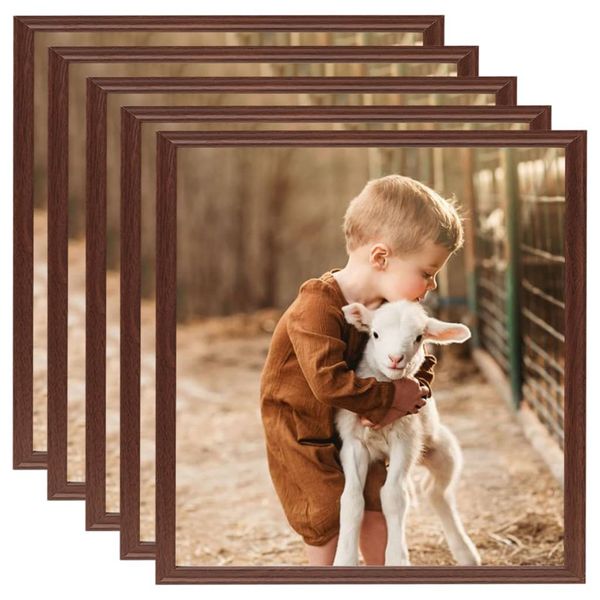 vidaXL Fotorámiky na stôl, koláž 5 ks, hnedé 30x30 cm, MDF