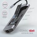 AXAGON HMC-6M2, USB 3.2 Gen 1 hub, 2x USB-A, HDMI, RJ-45 GLAN, SATA M.2, PD 100W, kábel USB-C 18 cm Dokovacia stanica, USB typ C, kompatibilný s Thunderbolt 3, 1x HDMI, 2x USB 3.0, 1x USB typ C, RJ-45, SATA M.2 slot, Power Deliver
