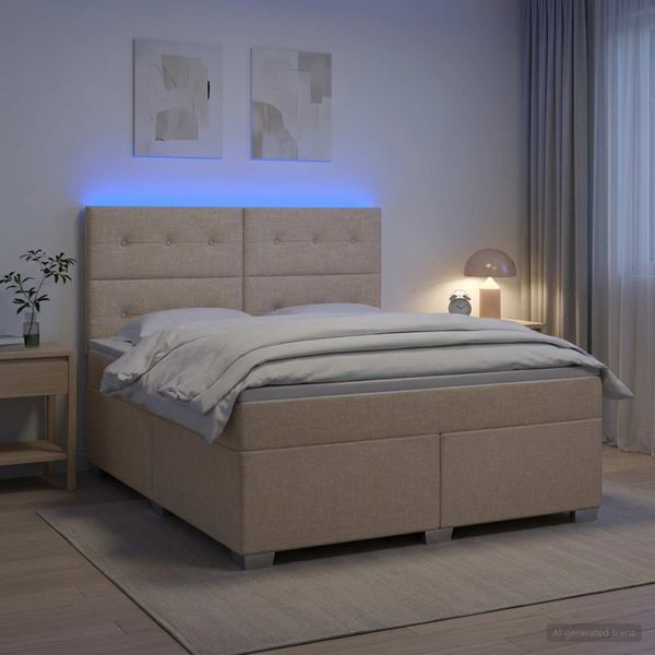 vidaXL Posteľ boxspring s matracom Krémová 180 x 200 cm Látka