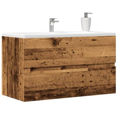 vidaXL Skrinka pod umývadlo staré drevo 90x38,5x45 cm kompozitné drevo