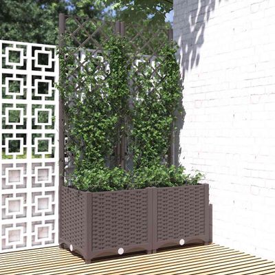 vidaXL Záhradný kvetináč s mriežkou hnedý 80x40x136 cm PP