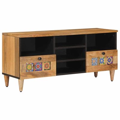 vidaXL TV skrinka Prírodná 100 x 33 x 46 cm Masívne mango drevo