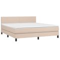 vidaXL Boxspring posteľ matrac a LED kapučínová 180x200 cm umelá koža
