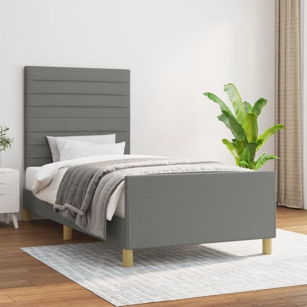 vidaXL Posteľ bez matraca tmavosivá 90x190 cm látka