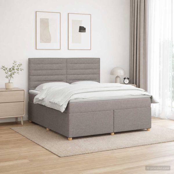 vidaXL Posteľ boxspring s matracom Sivohnedá 140 x 200 cm Látka
