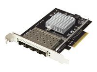 Startech Quad Port 10G SFP+ Network Card, Intel XL710 Open SFP+ Converged Adapter, PCIe 10 Gigabit Ethernet Server NIC, 10GbE Fiber Optic LAN Card Dell PowerEdge HPE ProLiant, NIC Card - 10Gb SFP+ NIC Card (PEX10GSFP4I) - Sieťový adaptér - PCIe x8 - 10 Gigabit SFP+ x 4 - čierna