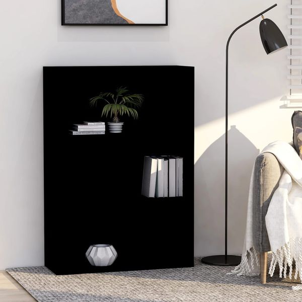 vidaXL Knižnica s 3 policami, čierna 80x30x114 cm, drevotrieska