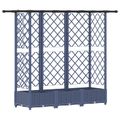 vidaXL Vyvýšený záhon s mriežkou a strechou Sivá 164 x 40 x 121 cm PP