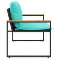 vidaXL lavička s vankúšom Čierna a tyrkysová 115 x 65 x 72 cm Ratan