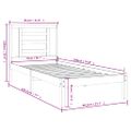 vidaXL Posteľný rám, sivý drevený masív 75x190 cm malé jednolôžko