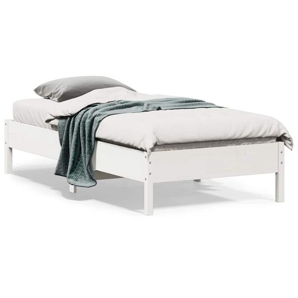 vidaXL Posteľ bez matraca biela 75x190 cm masívna borovica