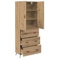 vidaXL Highboard Remeselný dub 69,5 x 34 x 180 cm Kompozitné drevo