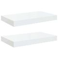 vidaXL Plávajúce nástenné police 2 ks, lesklé biele 40x23,5x3,8 cm, MDF