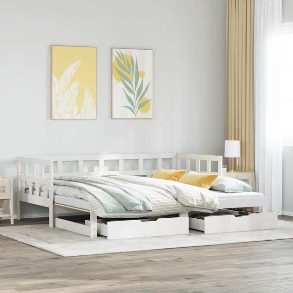 vidaXL Rozkladacia denná posteľ s matracmi bez matraca biela 80x200 cm