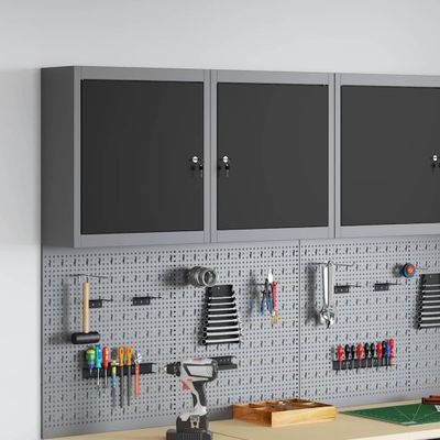 vidaXL Skrinka na náradie s poličkou Čierna a Šedá 50 x 20 x 55 cm