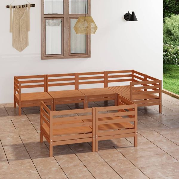 vidaXL 7-dielna záhradná sedacia súprava, borovicový masív, medová