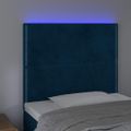 vidaXL Čelo postele s LED tmavomodré 100x5x118/128 cm zamat