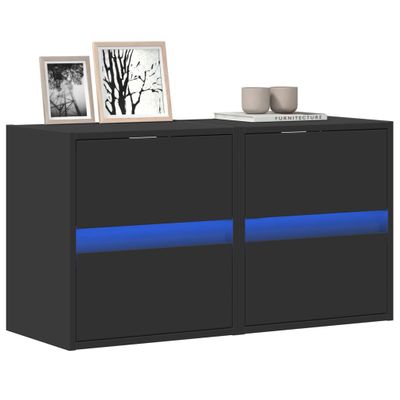 vidaXL TV nástenné skrinky s LED svetlami 2 ks čierne 41x31x45 cm