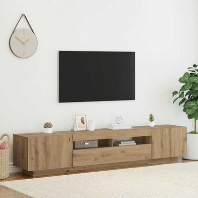 vidaXL TV skrinka s LED svetlami, dubový drevený remeselník, 200x35x40 cm, imitácia dreva