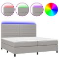 vidaXL Posteľ boxsping s matracom a LED bledosivá 200x200 cm látka
