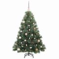 vidaXL Umelý vianočný stromček s 150 LED-i Zelená 150 cm PE a PVC