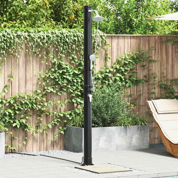 vidaXL Exteriérová slnečná sprcha Čierna 217 cm PVC a hliník