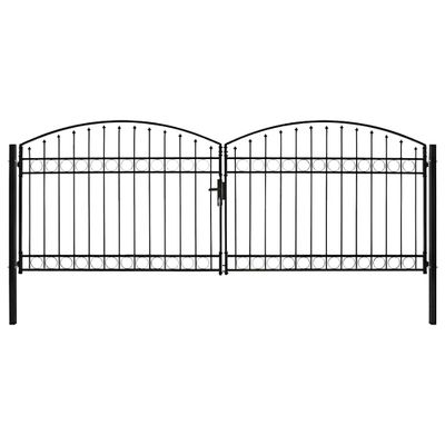 vidaXL Plotová brána ASSEN s dvojitými dverami a klenutým vrchom, oceľ 400x150 cm