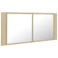 vidaXL LED kúpeľňová zrkadlová skrinka dub sonoma 100x12x45 cm akryl