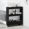 vidaXL Úzky úložný vozík Čierny dub 60 x 18 x 70 cm Kompozitné drevo