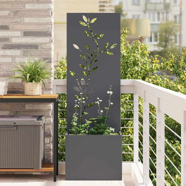 vidaXL Záhradná clona na súkromie Kvetinový Antracit 50 x 32 x 150 cm