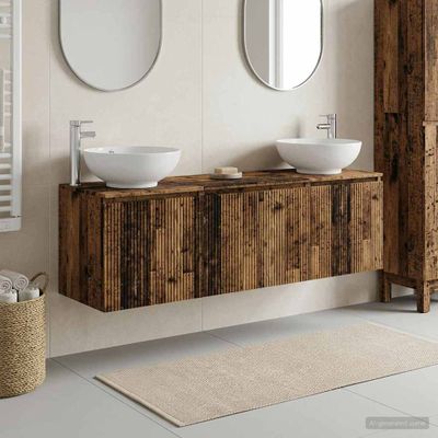 vidaXL Set kabinetov do kúpeľne 3 ks Staré drevo 49,5 x 44,5 x 65 cm