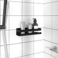 vidaXL Sprchová polica matná čierna 23x6,5x6 cm brúsená nerez.oceľ 304