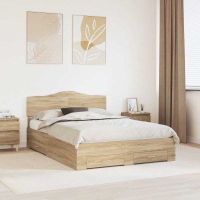vidaXL Rám postele Sonoma dub 140 x 190 cm Kompozitné drevo