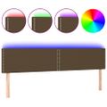 vidaXL Čelo postele s LED tmavohendé 160x5x78/88 cm látka