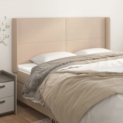 vidaXL Čelo postele so záhybmi kapučínové 203x16x118/128 cm umelá koža