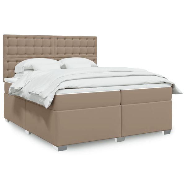 vidaXL Boxspring posteľ s matracom kapučínová 200x200 cm umelá koža