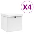 vidaXL Úložné boxy s vekom 4 ks, 28x28x28 cm, biele