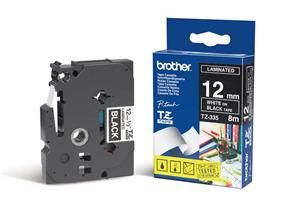 Brother - Etiketová páska TZe-335, Biela na čiernej, šírka 12 mm