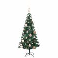 vidaXL Umelý predsvietený vianočný stromček Zelená 120 cm PVC a kov