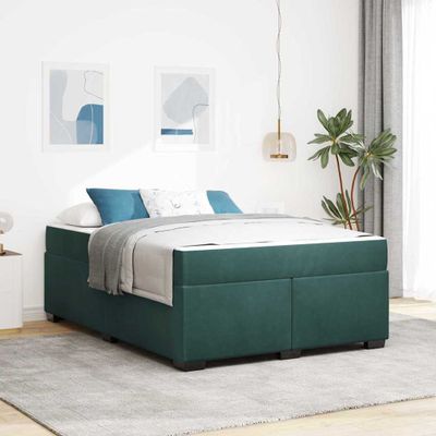vidaXL Rám postele s matracmi Tmavozelená 160 x 200 cm látka